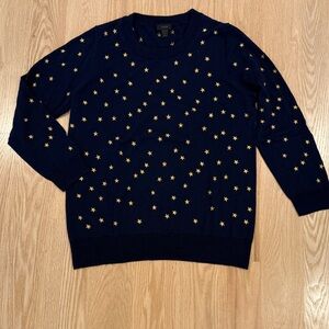 J. Crew Navy Sweater with Embroidered Gold Stars